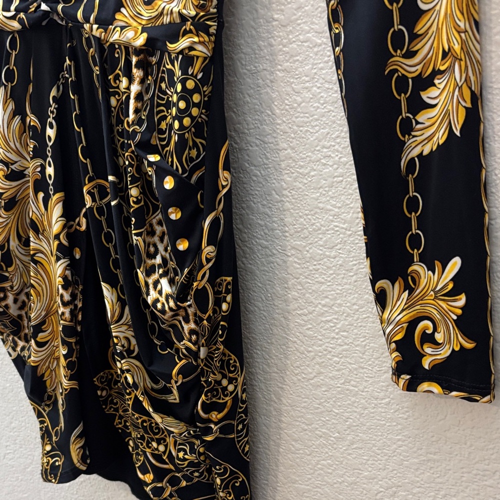 Fashion Nova Black and Gold Chain Print Dress - Picture 3 of 4